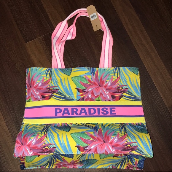 Handbags - Twig & Arrow Canvas "Paradise" Large Summer Printed Tote NWT